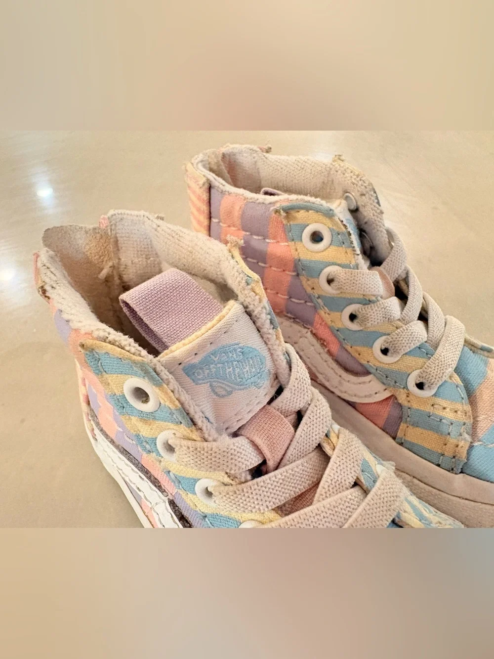 Vans Kids High-Top Sneakers in Pastel Pink, Blue & Purple